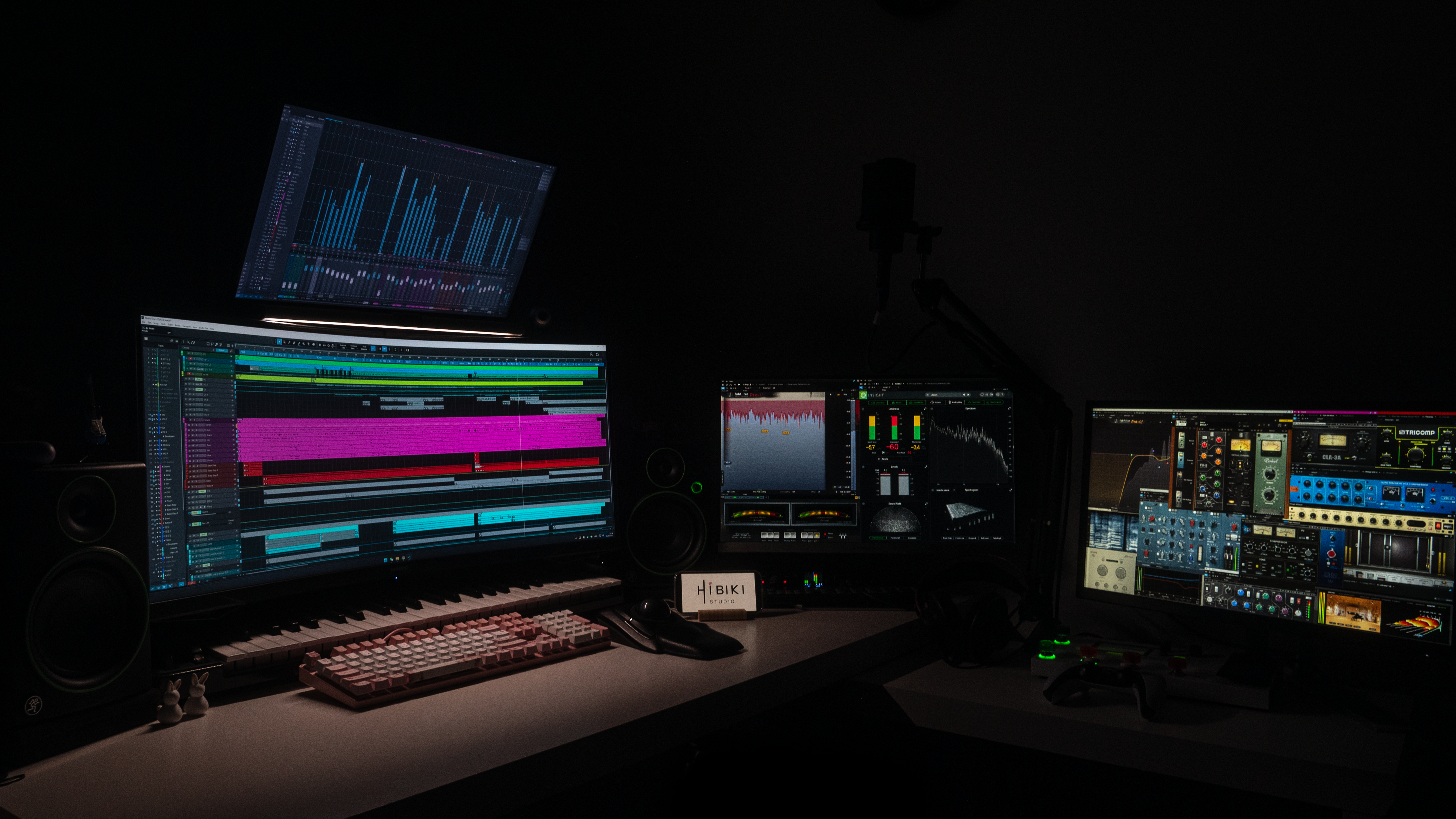 A wide view of the studio interior